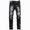 Black Jeans for Men, variant on HOOMEUMY Men's Black Stretch Slim Fit Biker Zipper Ombre Jeans Washed Distressed Denim Pants Straight Jean with Pockets Black XXXL