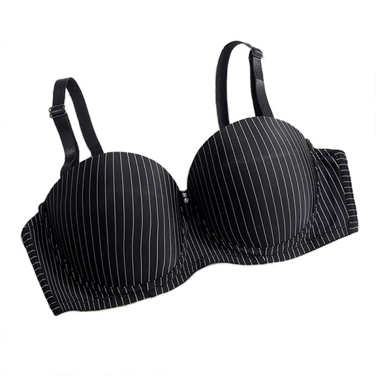 Seamless Striped Bra Women Padded Wire Free Women Lingerie Casual Thin Cup  Adjustable Underwear Push Up Bras