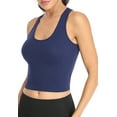 thumbnail image 6 of Porvike Crop Tops for Women Workout Tanks Racerback Cropped Yoga Shirts 3 Pack Black/Navy/Burgundy M, 6 of 7