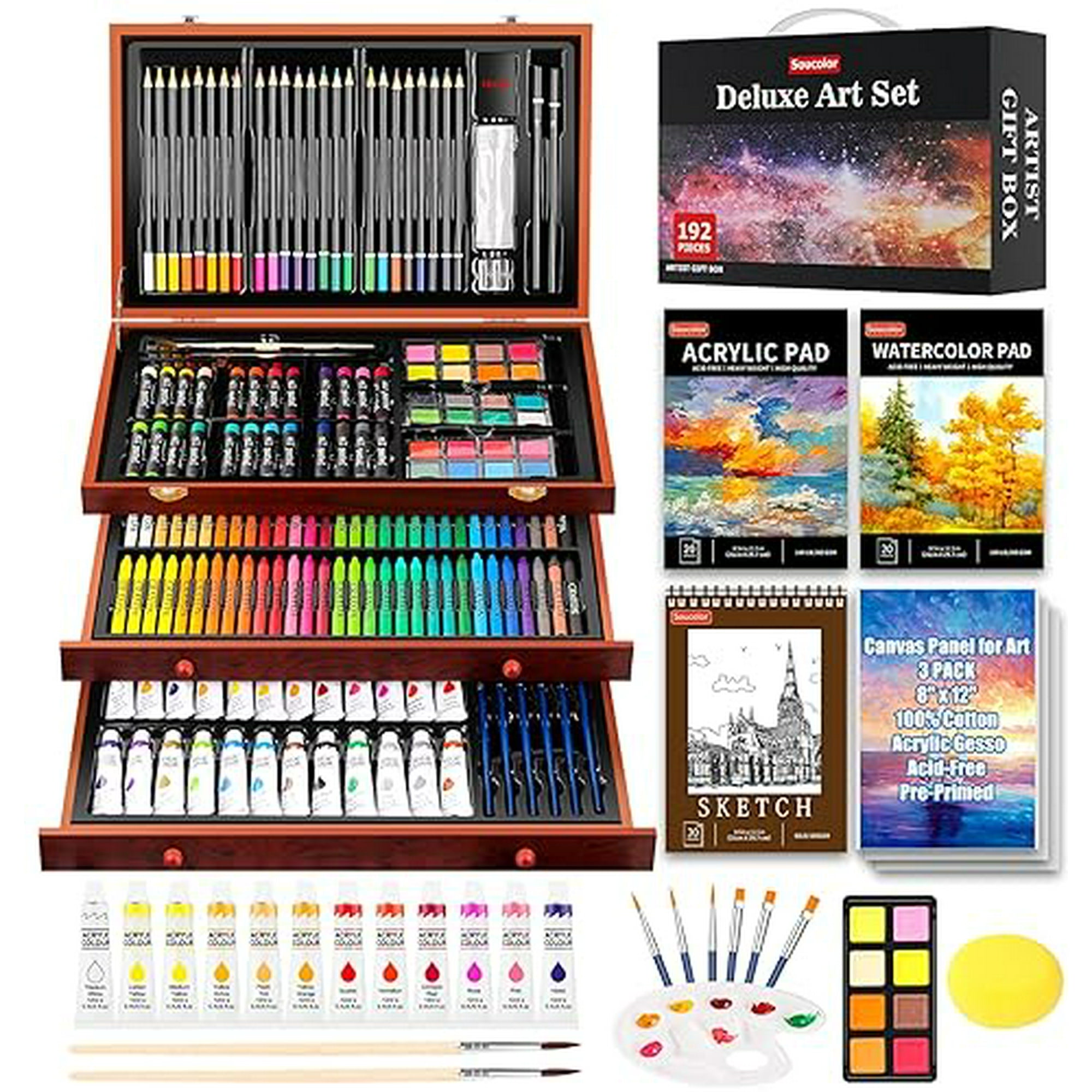 Creative Artistry 192-Piece Deluxe Art Set - Drawing, Painting