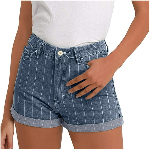 Durtebeua Jean Shorts For Women Denim Shorts Summer Hot Pants Navy XXL