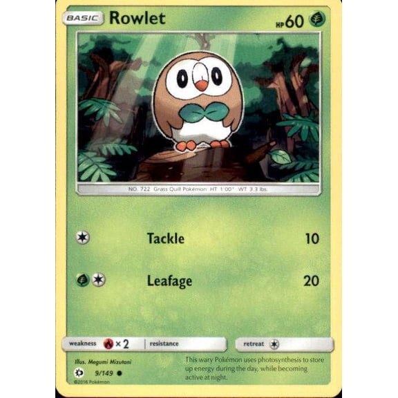 Pokemon Sun & Moon Base Set Common Rowlet #9