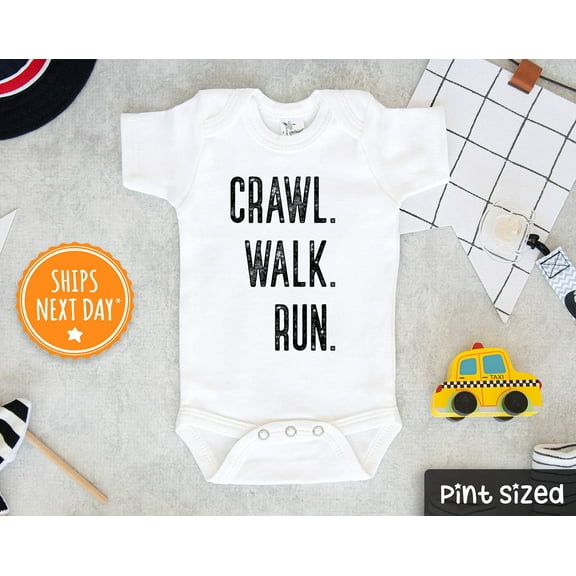 Runner Baby Onesie, Crawl- Walk- Run Baby Onesie, Cute Marathon Baby Bodysuit Cute Baby Onesie, BABY BODYSUIT LAT 4424