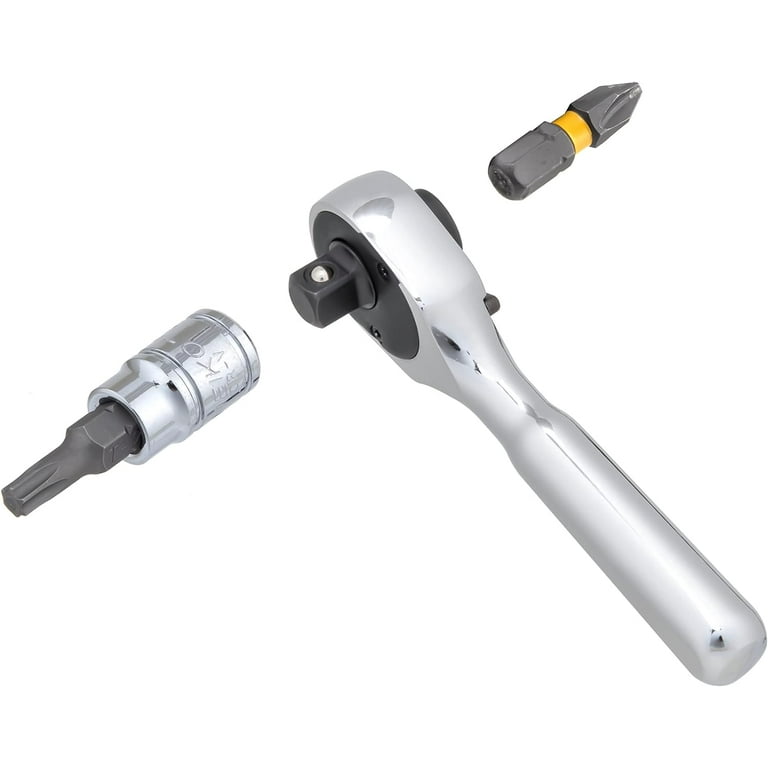 Neiko 03002A Stubby Ratchet, 1/4 Inch Ratchet Wrench and Bit