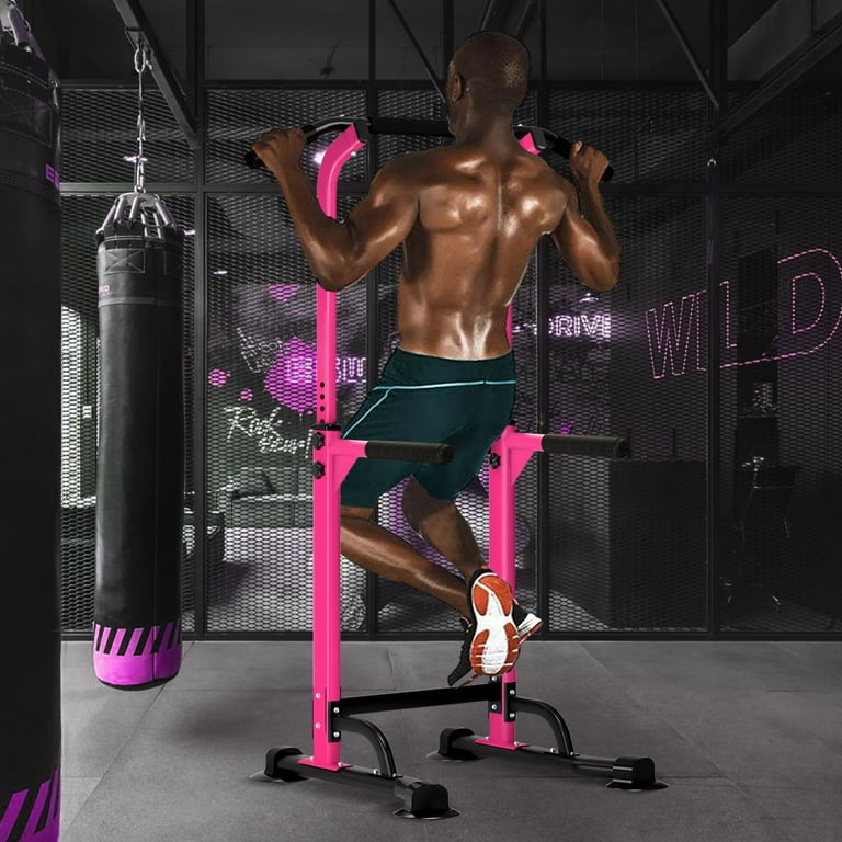 SogesPower Torre De Potencia Con Barra De Dominadas – Ajustable En Altura 6 Niveles – Gimnasio Casa – Rojo – Capacidad 150kg