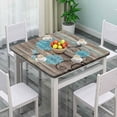 thumbnail image 2 of Square Card Table Cover Fitted, Wood and Flower Pattern Printed on Wrinkle Resistant Polyester Table Cloth, for Family Party and Patio Decoration, Fit for 36" x 36" Square Table, 2 of 4