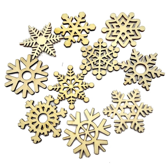 Wooden Snowflake Ornaments, Assorted Vintage Decor for Christmas Trees, Wedding Decorations, DIY Crafts, and Garlands, Cute Seasonal