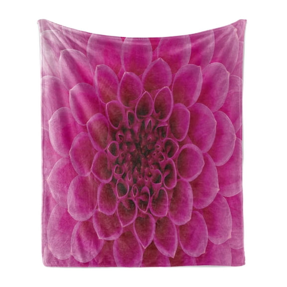 Floral Soft Flannel Fleece Blanket, Close-Up Flower Petals Florets Nature Beauty Fragrance Botany Bloom Fresh Picture Print, Cozy Plush for Indoor and Outdoor Use, 60" x 80", Magenta, by Ambesonne
