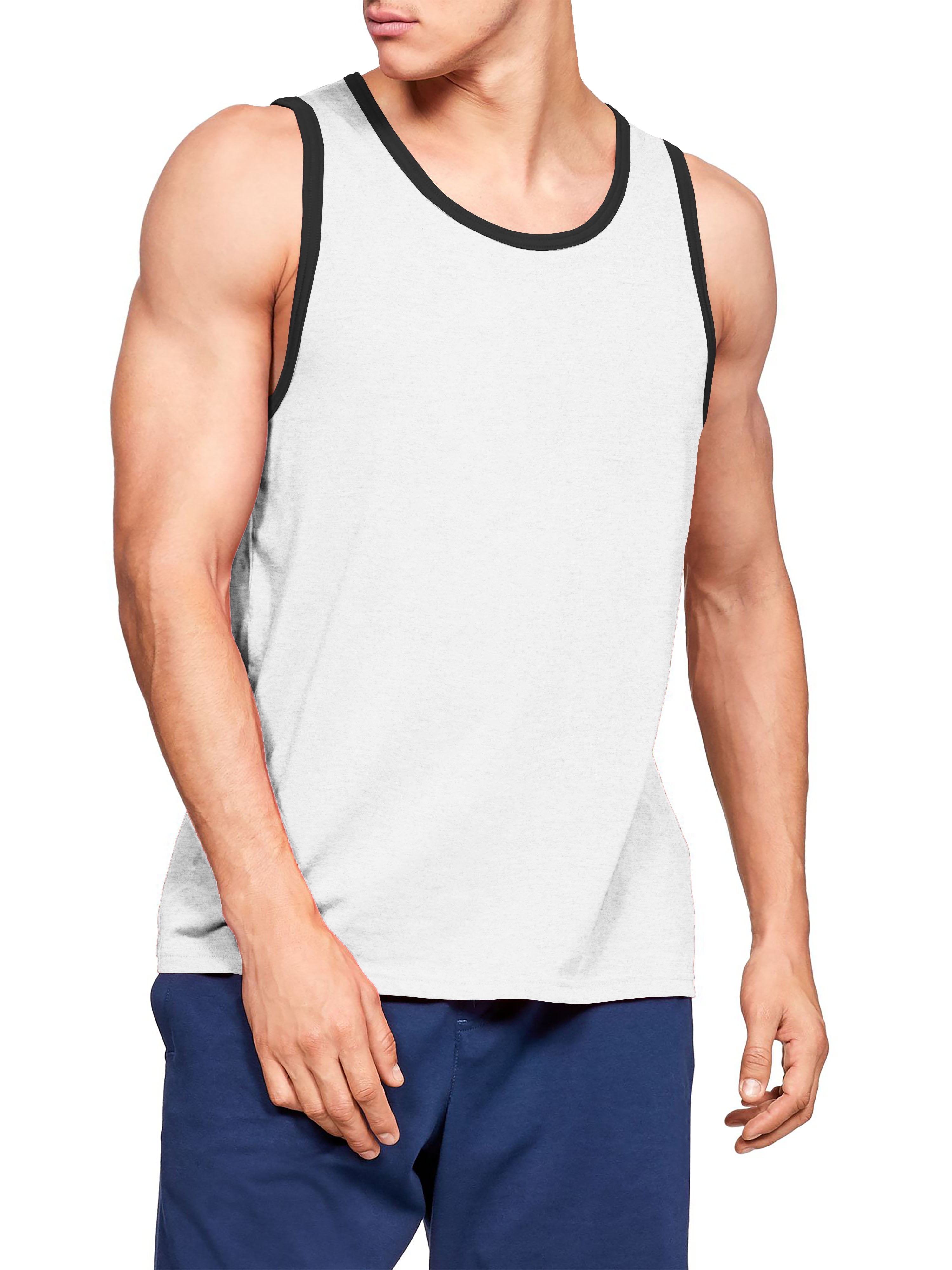 Ma Croix Men's Sleeveless Tee Shirts with Contrast Binding Athletic ...