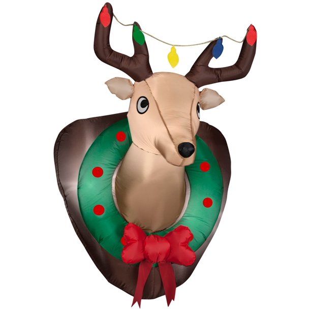 4' Airblown Mounted Deer Head Christmas Inflatable - Walmart.com