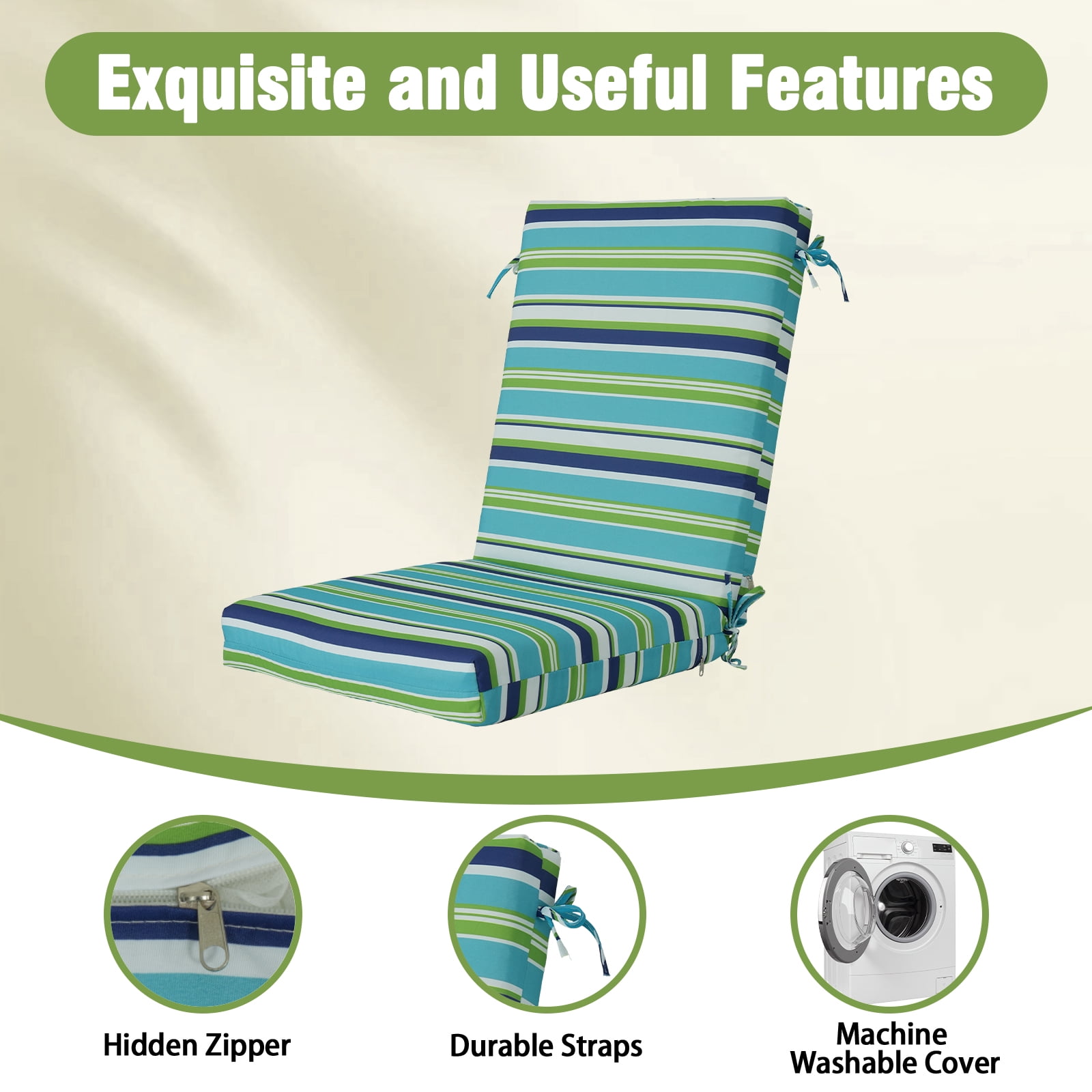 FKS LIFE Outdoor Seat Cushion Set, 20" x 20" x 4" Patio Furniture Chair Cushions Replacement for Sofa Couch 2 Set