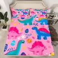 thumbnail image 2 of Homewish Safari Animaml Dinosaur Bed Sheets,Colorful Dino King Sheets,Pink Blue Sheet Set For Boy Kids,Microfiber Bedroom Decor,4pcs, 2 of 7