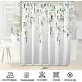 thumbnail image 3 of Watercolor Leaves Flowers Shower Curtain Sets,Green and Purple with Floral Bathroom Curtains,Modern Minimalist Bath Curtain, Waterproof Fabric with 12 Hooks 72x72 Inches, 3 of 6