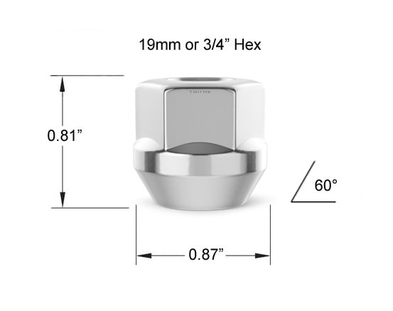 20pcs Chrome Open End Lug Nuts - 7/16"x20 Threads  - 0.81" Length - Cone Conical Taper Acorn Seat - 19mm 3/4" Hex - Compatible with Buick Chevy Chevrolet Pontiac Oldsmobile Cutlass Supreme