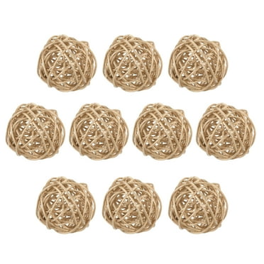 Uxcell 10 Pcs Wicker Rattan Balls 2 Inch Rattan Decorative Balls Vase Fillers for Wedding Party Gold