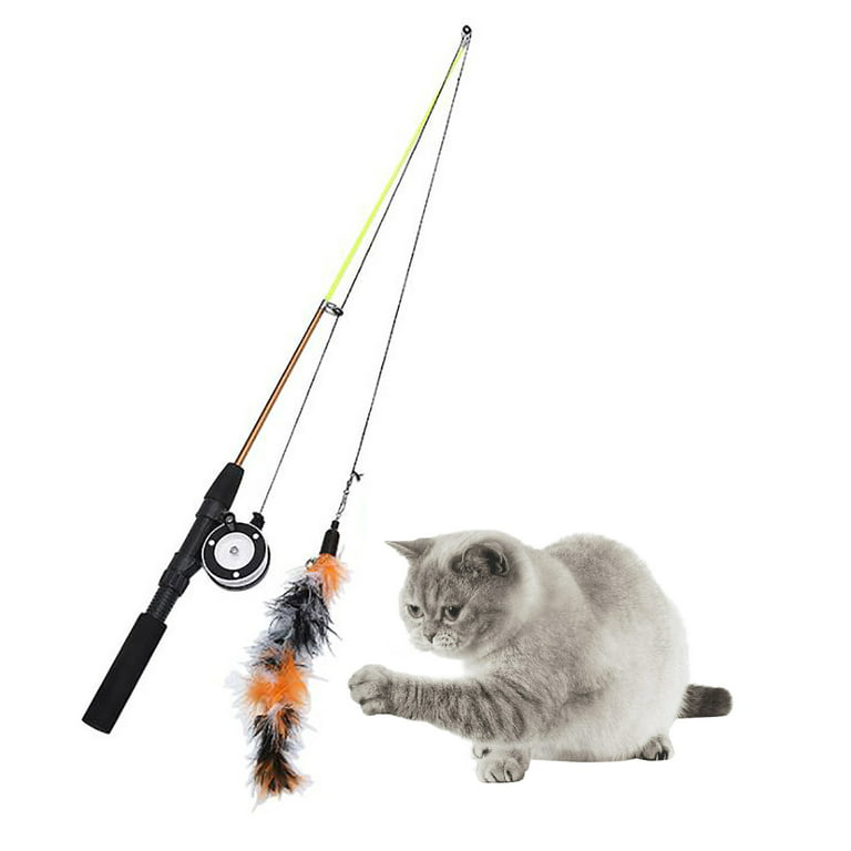 Funny Cat Toy with Telescopic Fishing Rod and 7 Pieces Set for Endless Fun  and Playtime
