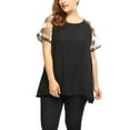 thumbnail image 1 of GRACE & GRANDEUR Blouse Raglan au Crochet à Manches Courtes en Maille Transparente à Panneaux pour Femme Grande Taille3X Noir, 1 of 5