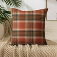 thumbnail image 6 of NWOKYZGH Pack of 2 Christmas Plaid Decorative Throw Pillow Covers Scottish Tartan Cushion Case for Farmhouse Home Holiday Decor Red and Brown, 20 x 20 Inches, 6 of 8