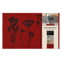 Wool Effect Wildflowers Kitchen Mat 32 x 20 Inches Red Black