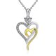 thumbnail image 1 of Collar de plata de ley S925 con doble amor y incrustaciones de diamantes, 1 of 2