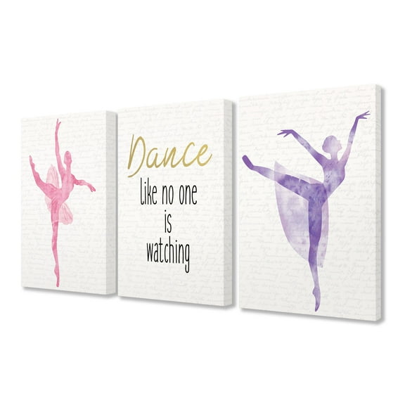 The Kids Room by Stupell Dance Like No One Is Watching Ballerinas 3pc Stretched Canvas Art Set, 3pc, each 16 x 1.5 x 20