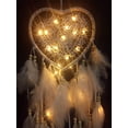 thumbnail image 5 of (blanco, con luces) Lámpara de pared LED con forma de corazón atrapasueños estilo bohemio hecha a mano, decoración romántica, 5 of 5