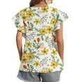 thumbnail image 4 of Blouse d'Été Grande Taille à Manches Courtes pour Femmes Mode Décontractée Col Rond à Volants Manches Courtes Imprimée Pull Col en V T-Shirt Femmes en Solde, 4 of 6
