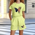 thumbnail image 2 of CHUMUD Girls 4th of July USA Shirt American Flag Patriotic Bow Print Sets T-Shirt & Elastic Waist Shorts Independence Day Outfit for Kids 3-14 Years, 2 of 5