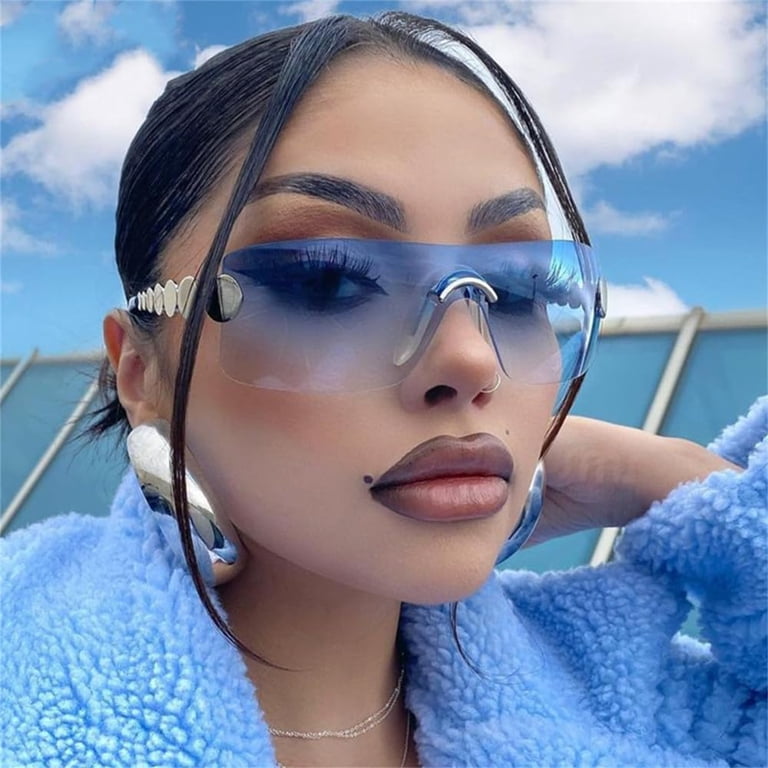 Rimless Punk Sunglasses Women Sun Glasses Men Gradient  display picture 2