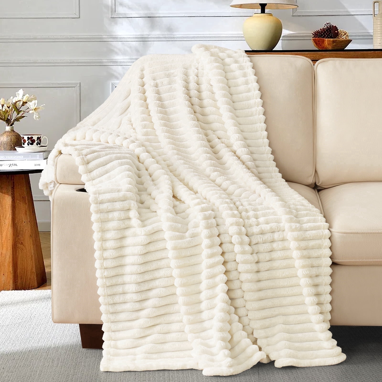 Coastal Ocean Beach Throw Blanket, Summer Blue Seashell Starfish