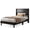 PU black-Twin/77.56 x 40.16 x 45.87 inch, variant on Alvantor Upholstered Bed Frame, Fabric-covered Wing-shaped Headboard and Wooden Crossbars, Bed Frame with Storage Space, Easy Assembly, Noise Free, No Box Spring Needed