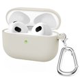 thumbnail image 1 of Silicone Cases For Apple Airpods 3rd generation Protective Shockproof Wireless Earphones Cover With Hook for air pods 3 Box Bags Rice White, 1 of 6