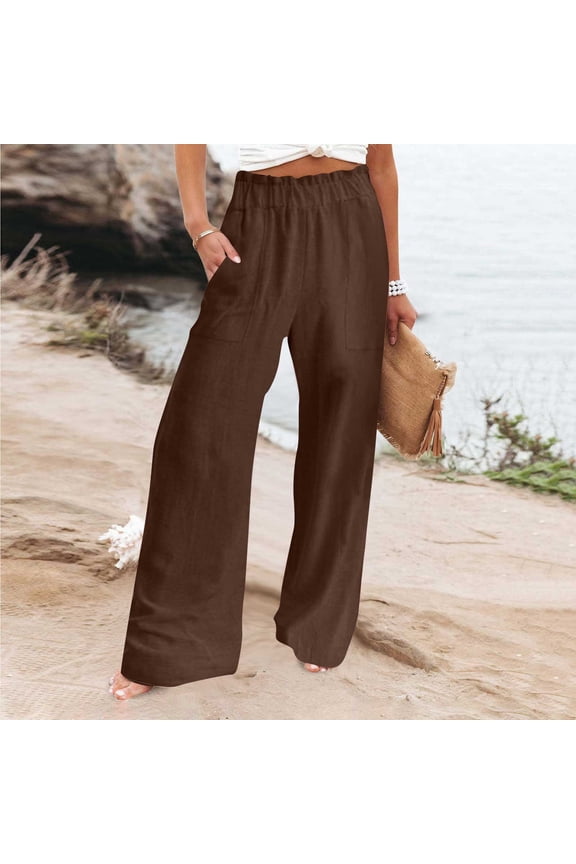 Womens Fall Fall Pants Casual High Waist Pant Oversized Cotton Linen Trousers Flowy Going Out Pants