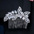 thumbnail image 5 of Silver Plated CZ Bridal Leaf Hair Comb Wedding Combs Silde Clip Tiara Hearpiece, 5 of 8