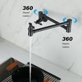 thumbnail image 3 of Izzovium Wall Mount Folding Kitchen Pot Filler Faucet, 360° Swivel & Foldable Design, Matte Black, Brass Construction, Dual Handle Control for Stove Top Filling, 3 of 10