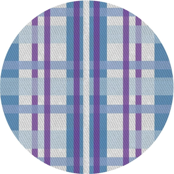 Ahgly Company Indoor Round Patterned Slate Blue Novelty Area Rugs, 3' Round