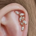thumbnail image 2 of Dainty Crystal 3A CZ  Leaf Flat Back Piercing Earring-Right Ear, 2 of 8