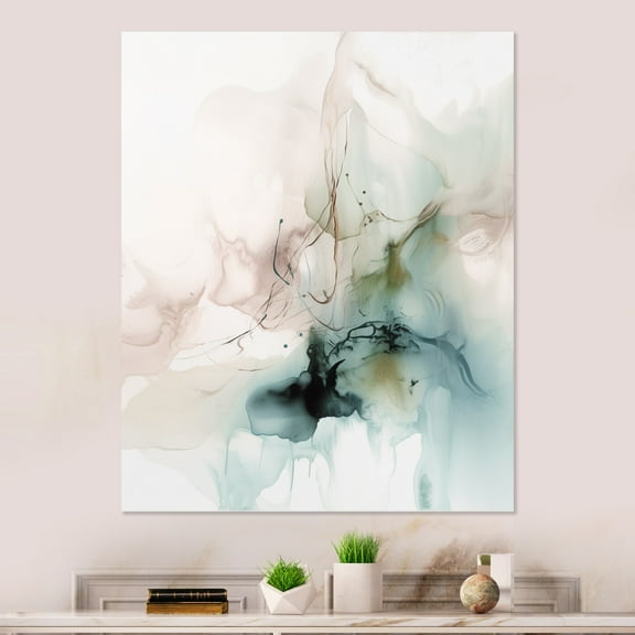 Designart "Modernity Essence Green and Cream III" Abstract Metal Wall Art Prints