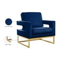 thumbnail image 2 of Meridian Furniture Noah Navy Velvet Accent Chair with Gold Iron Base, 2 of 7