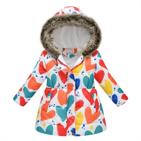 

JSGEK Children Casual Zip up Plush Clothes Soft Comfy Winter Warm Coat for Kids Girls Thick Jacket Clearance Cute Floral Printing Plush Overcoat Windproof Hoodies Multicolor 8 Years