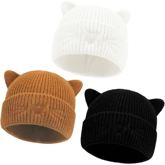 Baby Beanie Winter Hat with Cat Ear for Infant Toddler Boys Girls Kids Soft Knitted Hat Warm Skull Cap