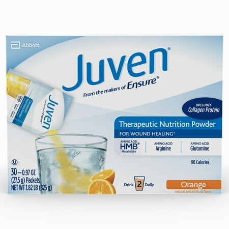 Drink Protein Powder Juven Therapeutic Nutrition Drink Mix Powder for Wound Healing Includes Collagen Protein, Orange, 30 Count ()