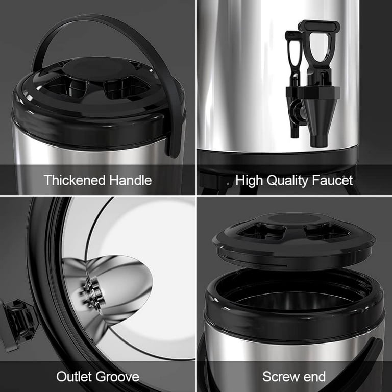 Hot Water and Beverage Dispenser with Faucet, Stainless Steel Commercial  Large Coffee Urn, Insulated Barrel,Thermos Bucket for Parties, Buffet,  Hotel