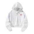 thumbnail image 4 of Sudadera con capucha recortada Sudadera con capucha para mujer Letras blancas y rojas Manga larga Traje atlético de otoño Jersey Sudadera con capucha L, 4 of 10