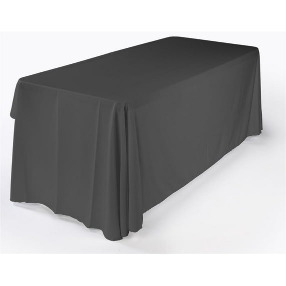 6ft. Portable Utility Table with 3-Sided Black Polyester Tablecloth, Trade Show Table Folds Down for Easy Storage (FOLD72ECBK)