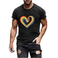 thumbnail image 2 of lcziwo T Shirts for Man Summer Going Out Tops Loose Crewneck Short Sleeve Shirts Cotton Basic Tees Novelty Heart Graphic Print Blouse Black XXL, Gifts for Men, 2 of 5