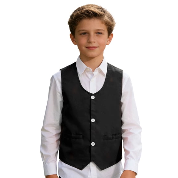 HXWCHs Wrap Dress Elegant formal Vest for Boys Kids Teens Speech Recital Pageboy Wedding Party Outfit 11-12 Years Black
