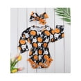 thumbnail image 2 of Bagilaanoe Newborn Baby Girl Halloween Outfits 3M 6M 12M 18M 24M Ghost Pumpkin Print Long Sleeve Tassels Romper + Headband 2pcs for Party, 2 of 9