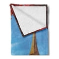 thumbnail image 2 of Paris Soft Flannel Fleece Blanket, Autumn Eiffel Tower France European Design Oil Paintign Fine Art Illustration, Cozy Plush for Indoor and Outdoor Use, 70" x 90", Blue and Vermilion, by Ambesonne, 2 of 5