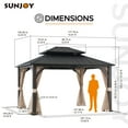thumbnail image 4 of Sunjoy Hard Top Gazebo, 13ft x 15 ft, Patio Steel Frame, 2 Tier Metal Roof, with Netting, 4 of 14